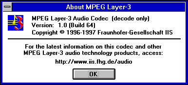 FhG ACM MP3 decoder for Win16
